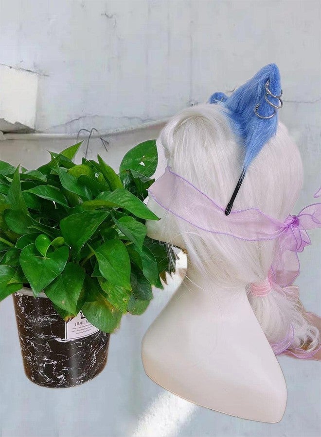 VIGVAN Cat Cosplay Ears Accessories Punk Gothic Cross Cat Ears Headbands Clips (Blue) - Image 5